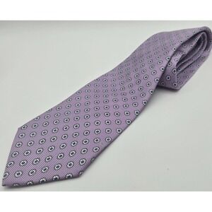 Brooks Brothers Tie Mens Purple Geometric Floral Silk Neck Tie Made In USA Class